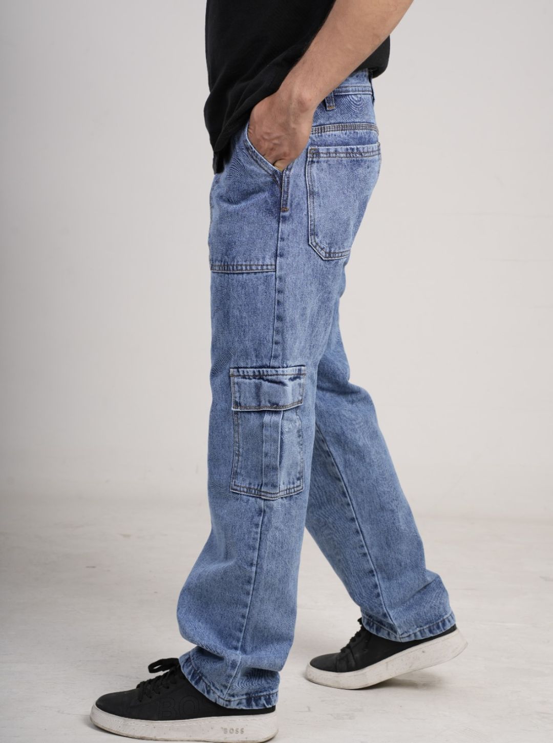 Pantalón en Jean Baggy cargo camuflado rígido PREMIUM