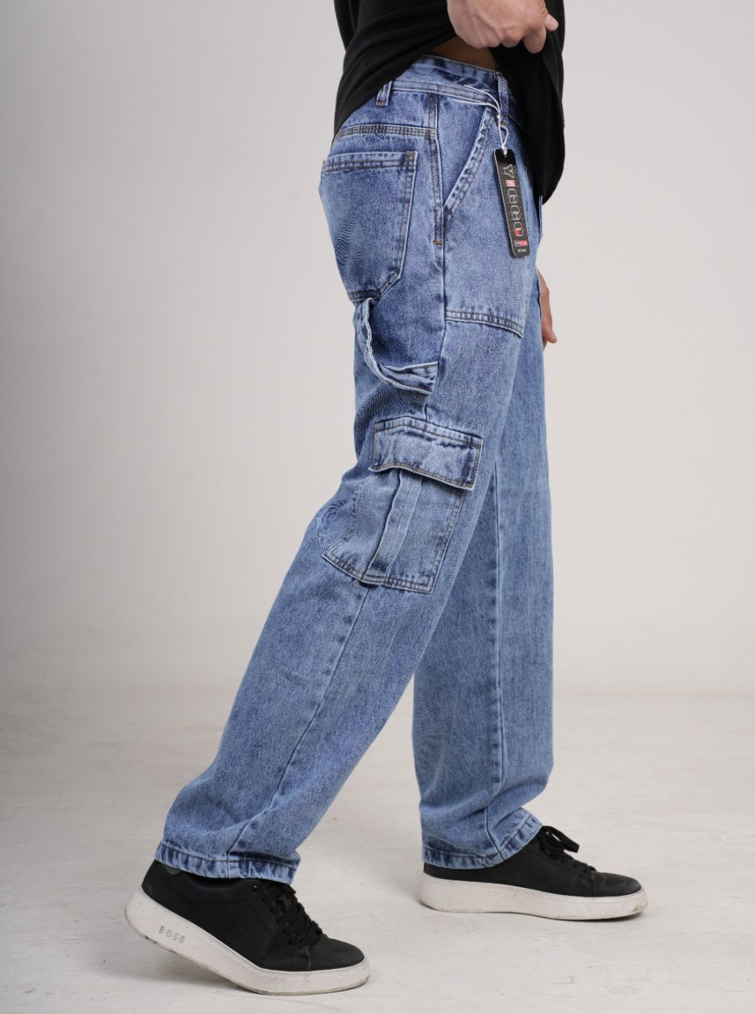 Pantalón en Jean Baggy cargo camuflado rígido PREMIUM
