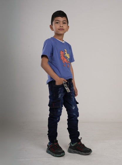 Pantalón en Jean camuflado para niño tipo Yogger