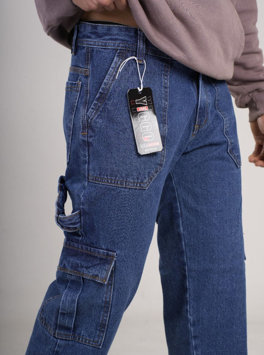 Pantalón en Jean Baggy cargo camuflado rígido PREMIUM