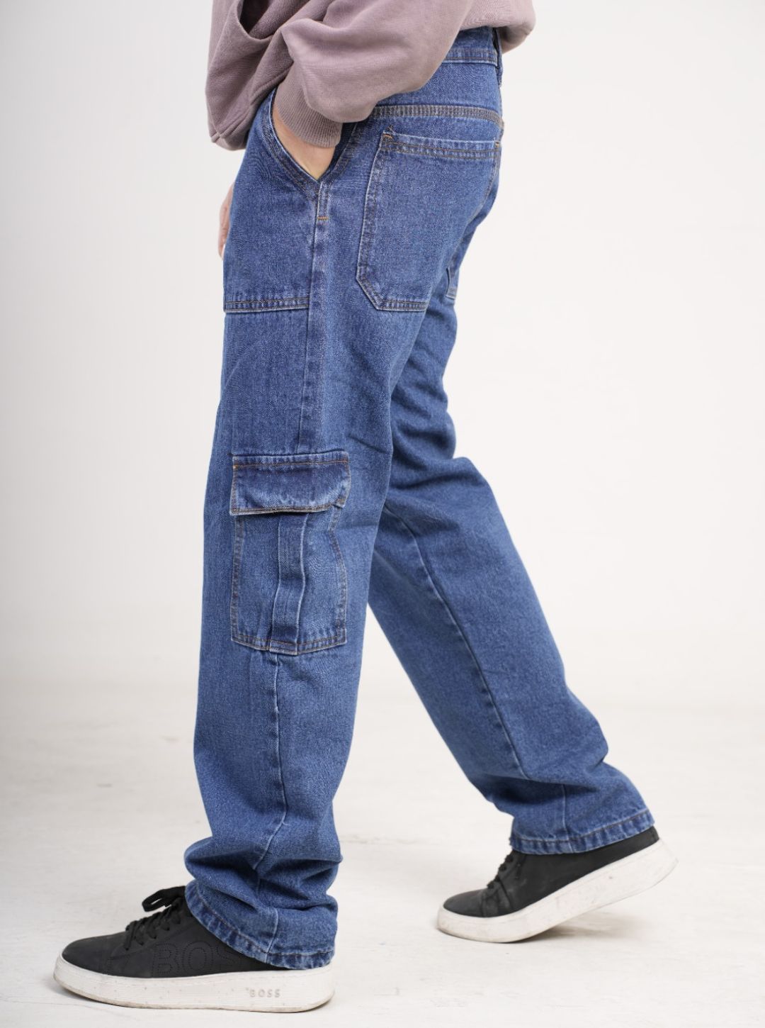 Pantalón en Jean Baggy cargo camuflado rígido PREMIUM