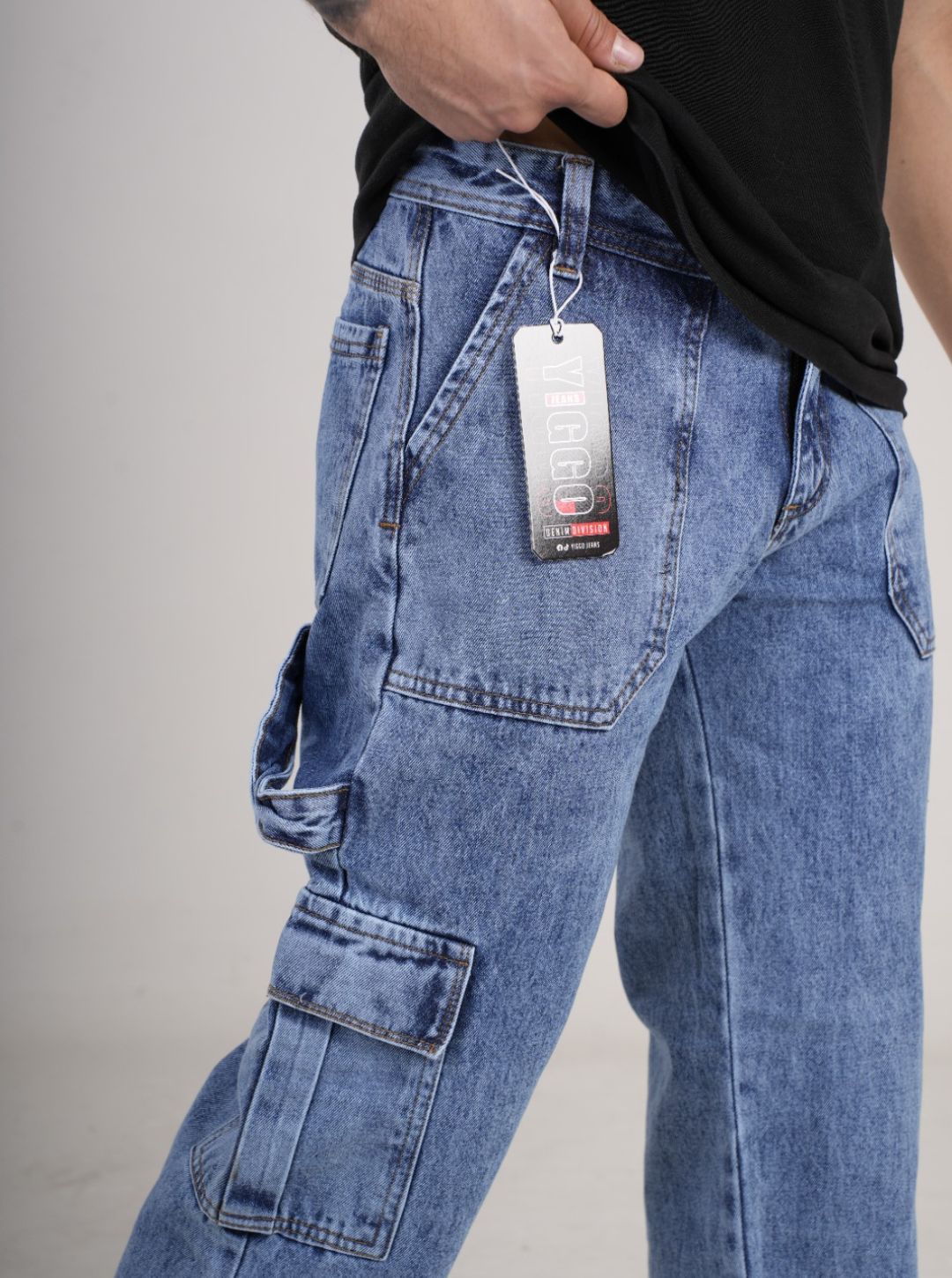 Pantalón en Jean Baggy cargo camuflado rígido PREMIUM
