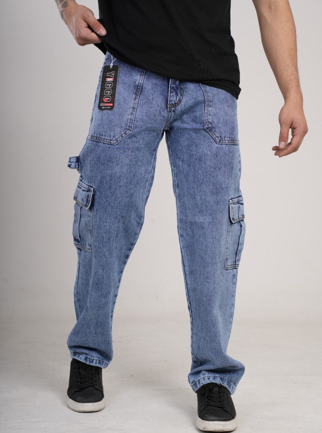Pantalón en Jean Baggy cargo camuflado rígido PREMIUM