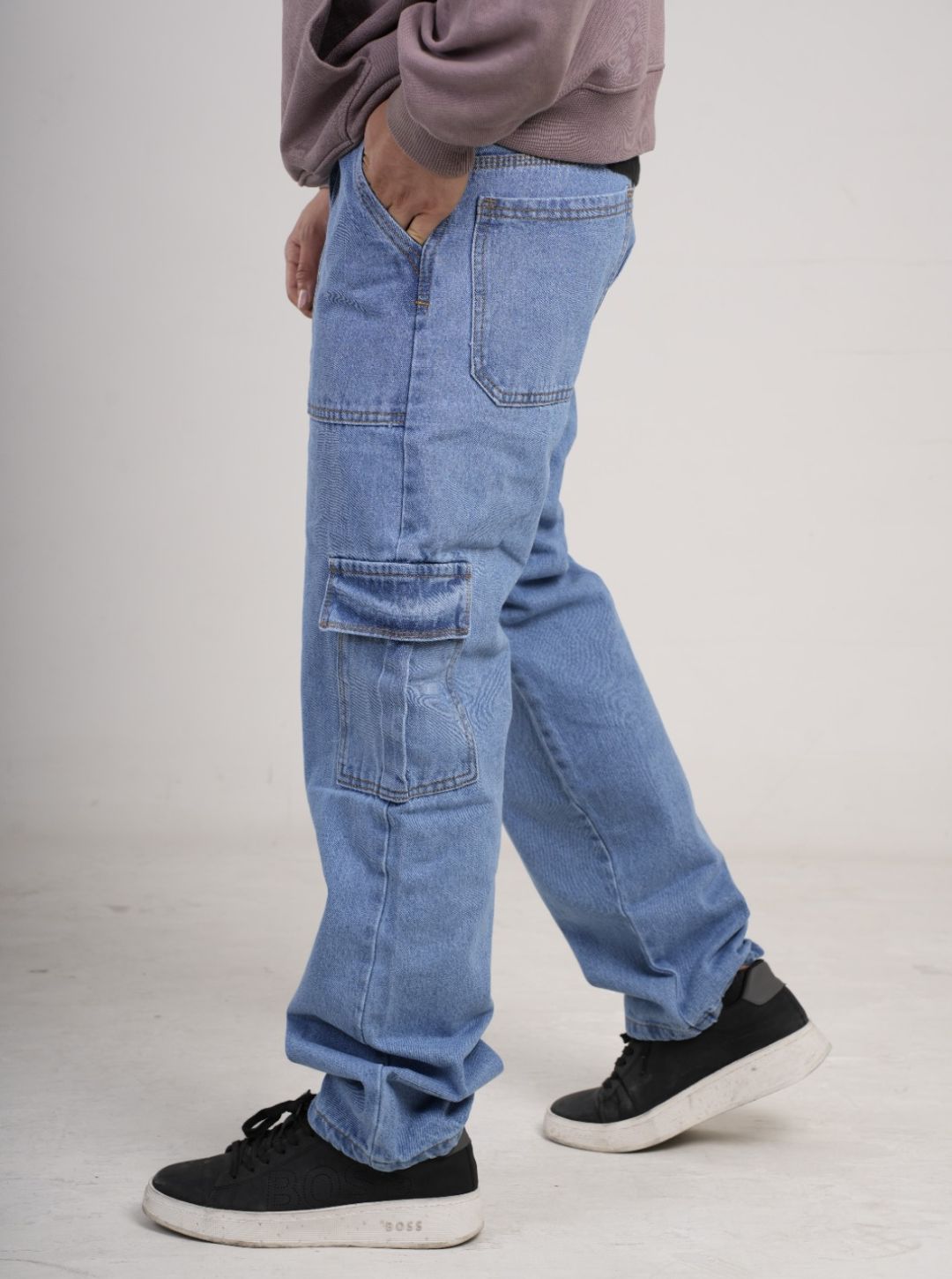 Pantalón en Jean Baggy cargo camuflado rígido PREMIUM