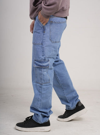 Pantalón en Jean Baggy cargo camuflado rígido PREMIUM