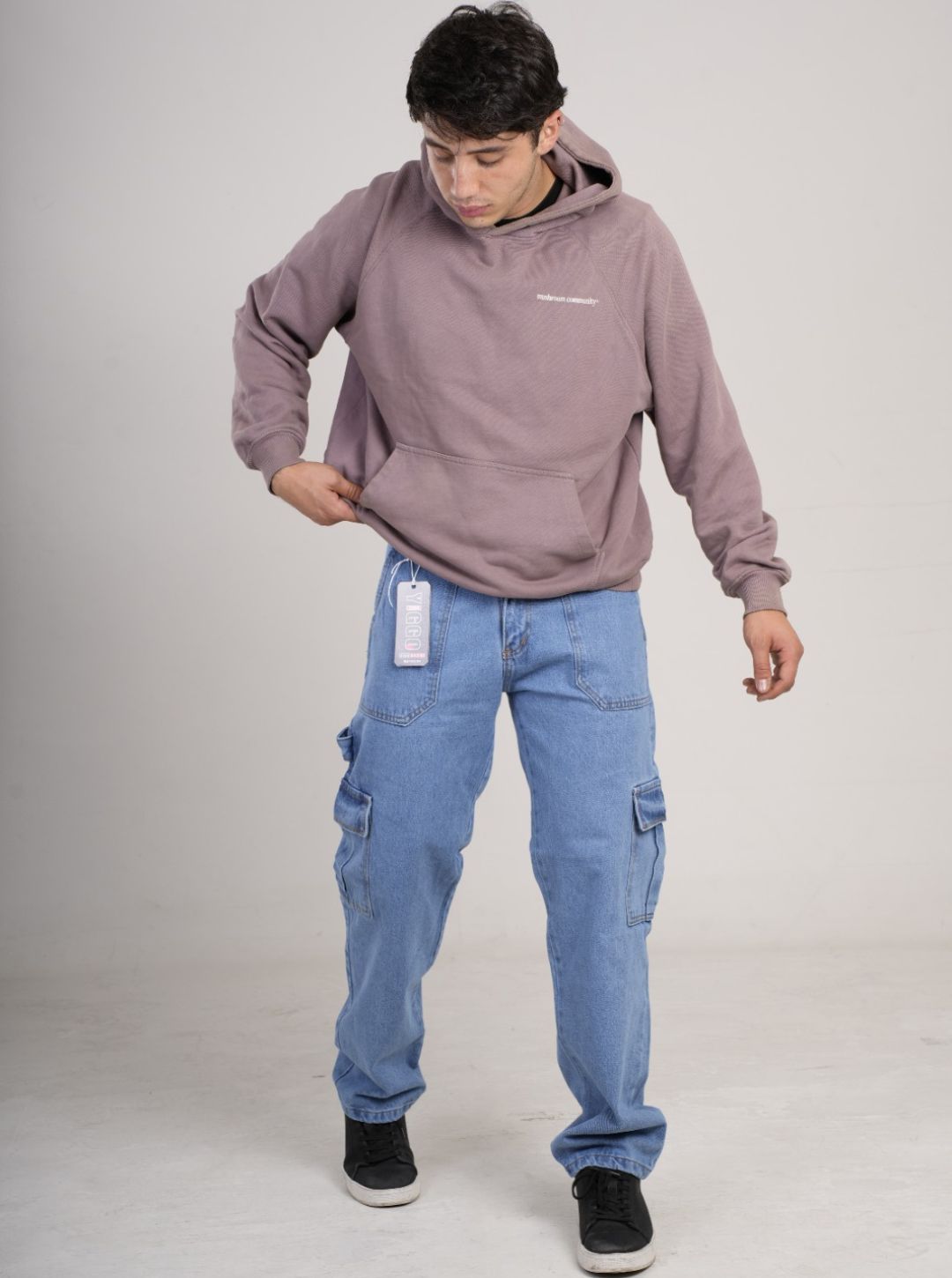 Pantalón en Jean Baggy cargo camuflado rígido PREMIUM