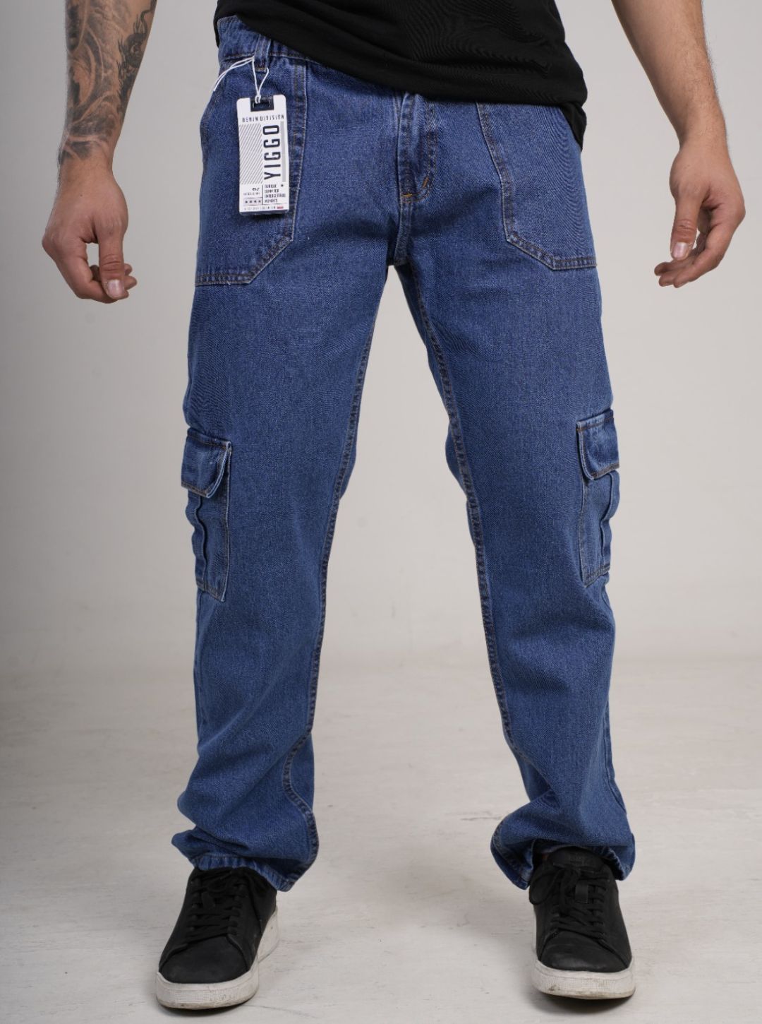 Pantalón en Jean Baggy cargo camuflado rígido PREMIUM