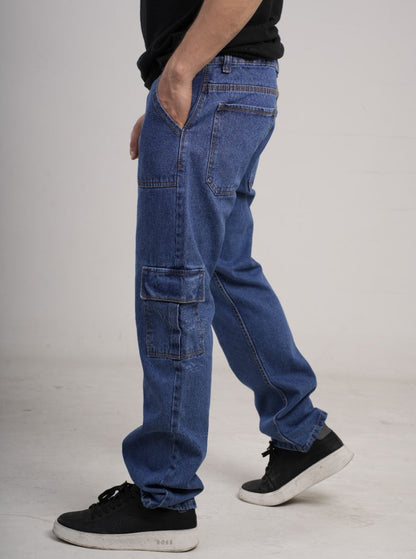 Pantalón en Jean Baggy cargo camuflado rígido PREMIUM