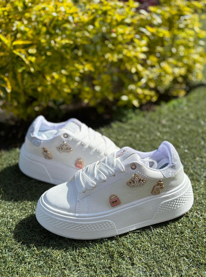 Tenis pryncess blancos- plateados